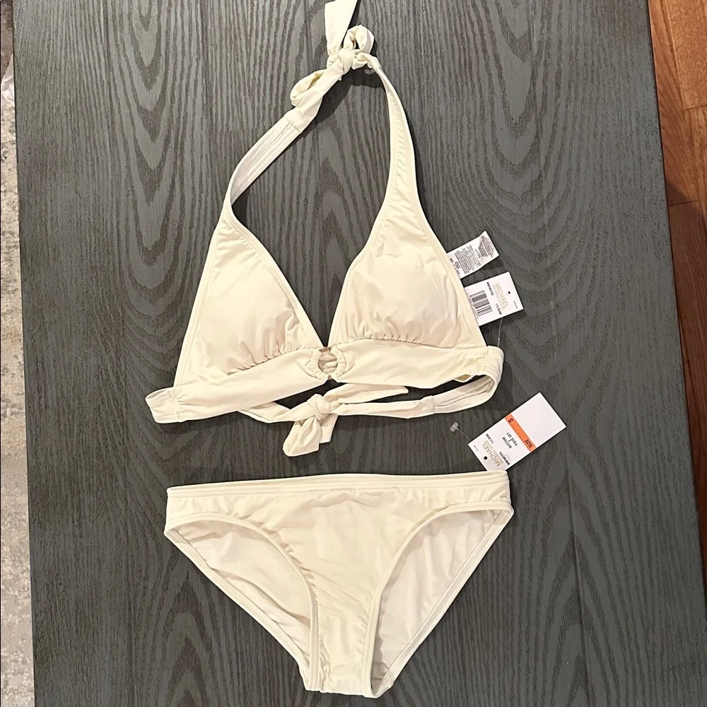 Cream Halter Bikini Set